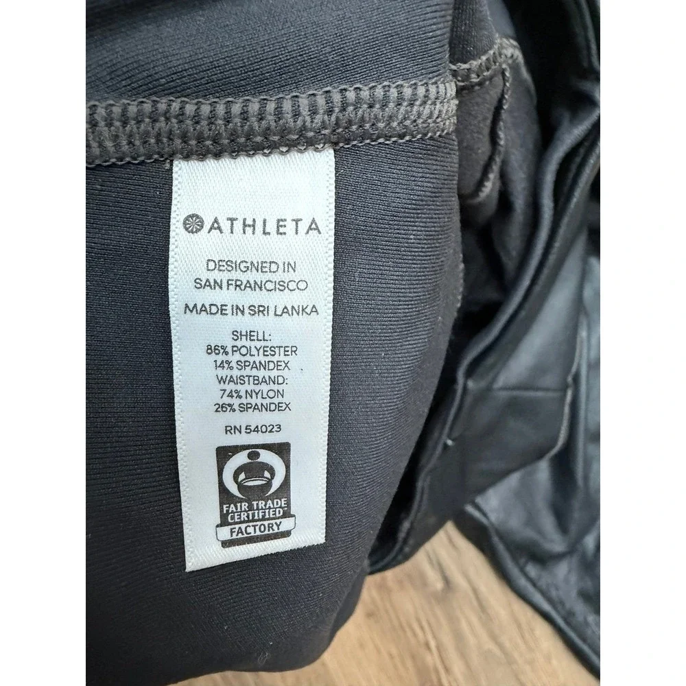 Athleta Faux Leather Leggings Black Size S High Rise‎ — Wear to Fabric